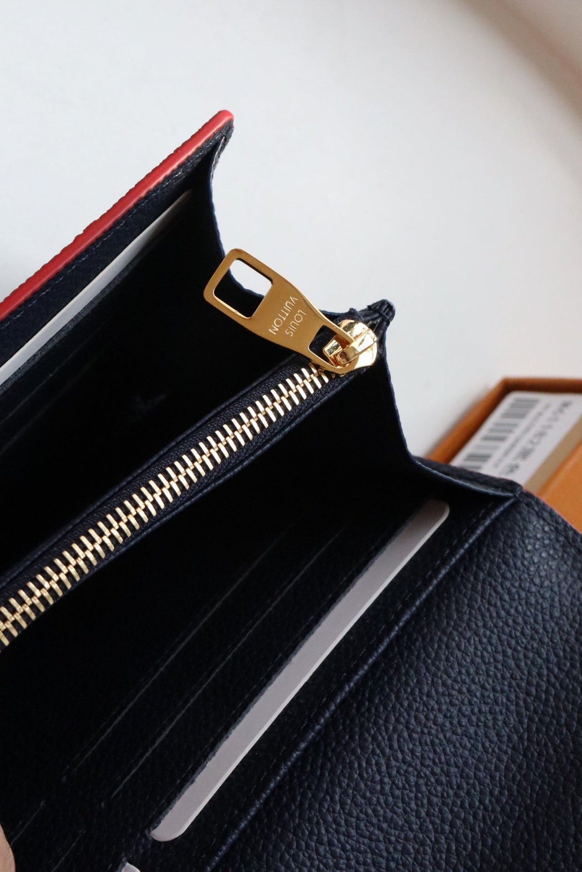 Louis Vuitton Sarah Wallet Monogram Empreinte Leather 19cm Black Red