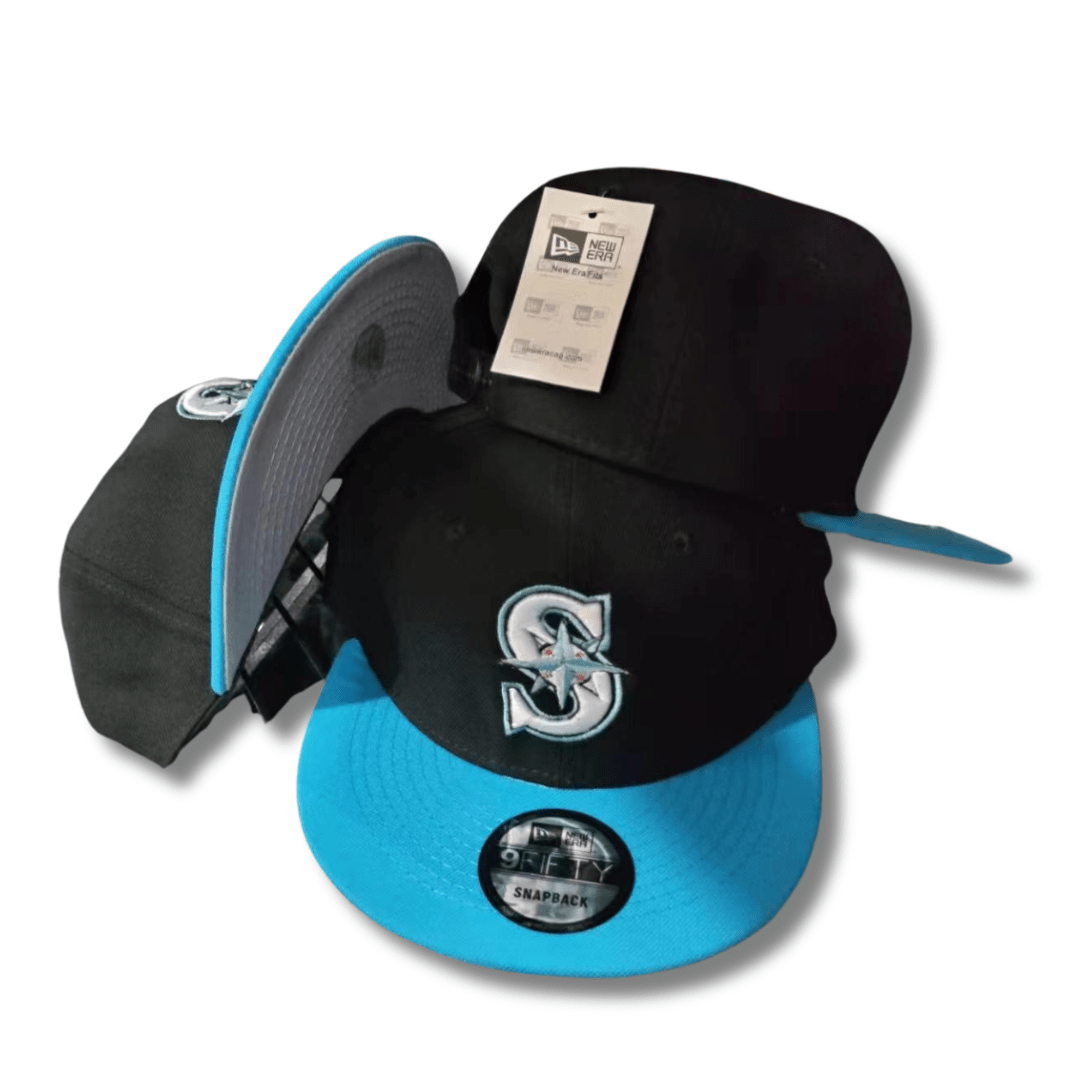 Seattle Logo Two-Tone Black and Sky Blue – Snapback Cap