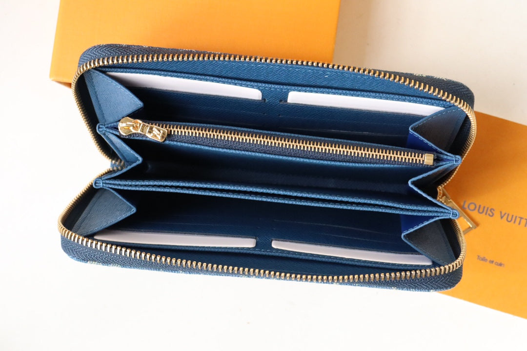 Louis Vuitton Monogram Denim Leather 19cm Long Wallet