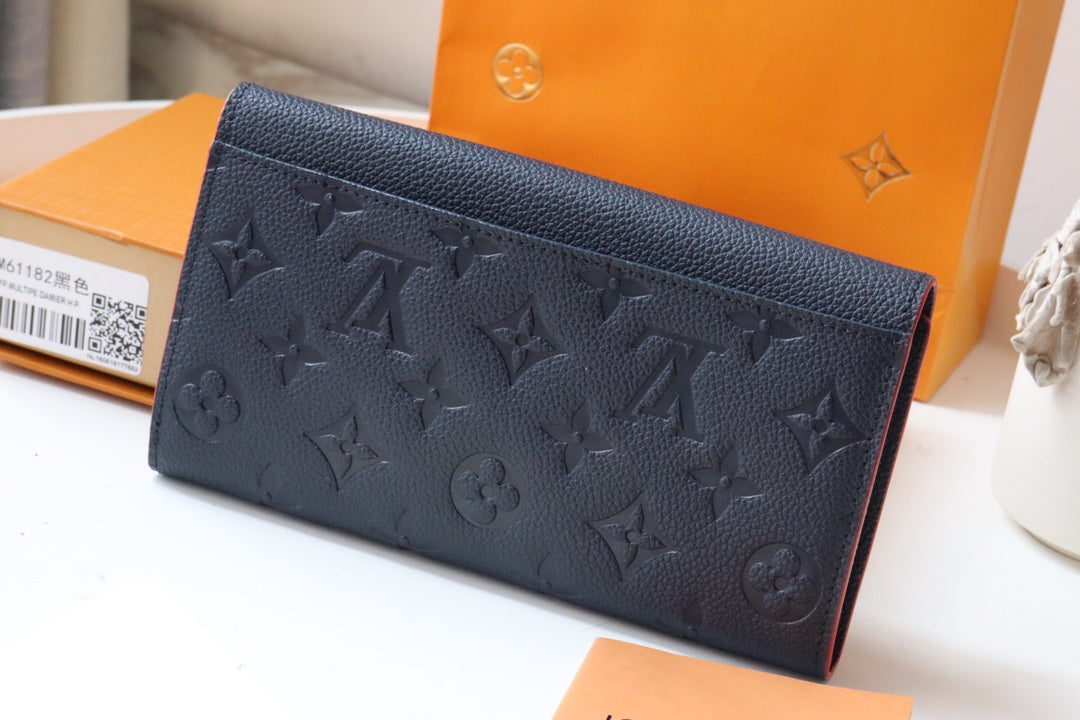 Louis Vuitton Sarah Wallet Monogram Empreinte Leather 19cm Black Red