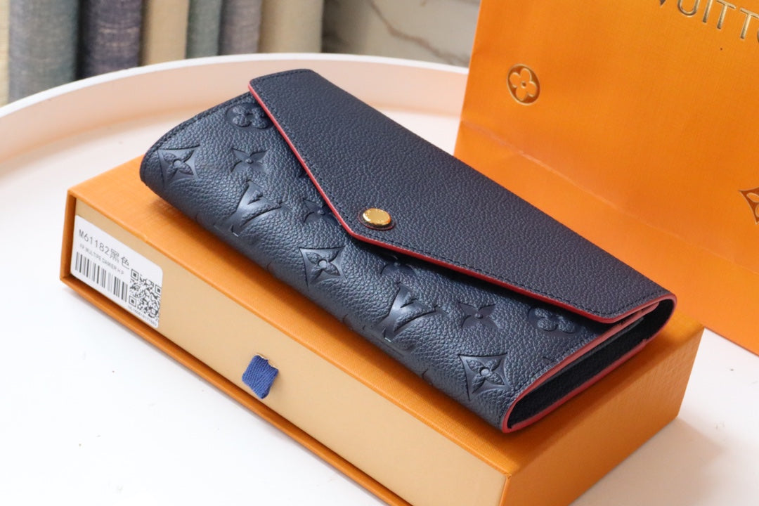 Louis Vuitton Sarah Wallet Monogram Empreinte Leather 19cm Black Red