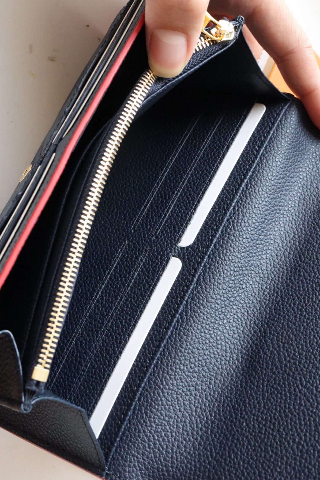 Louis Vuitton Sarah Wallet Monogram Empreinte Leather 19cm Black Red