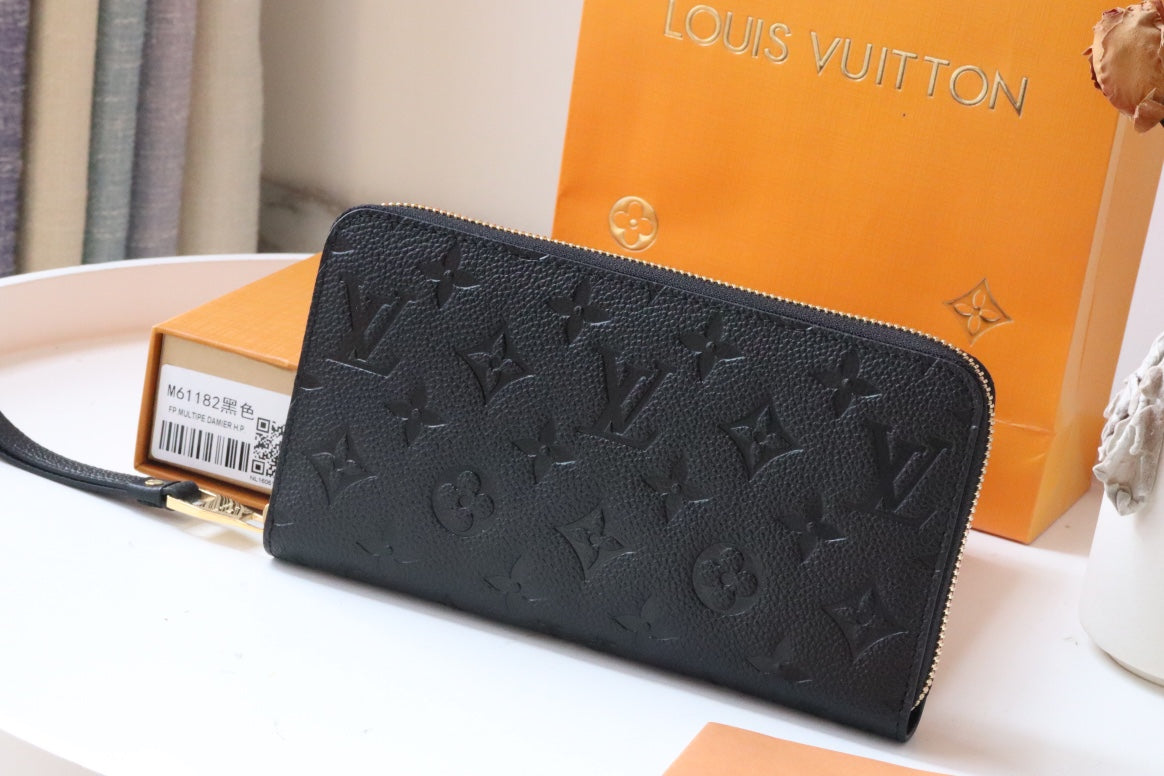 Louis Vuitton Zippy Wallet Long Purse Black Monogram Empreinte Leather
