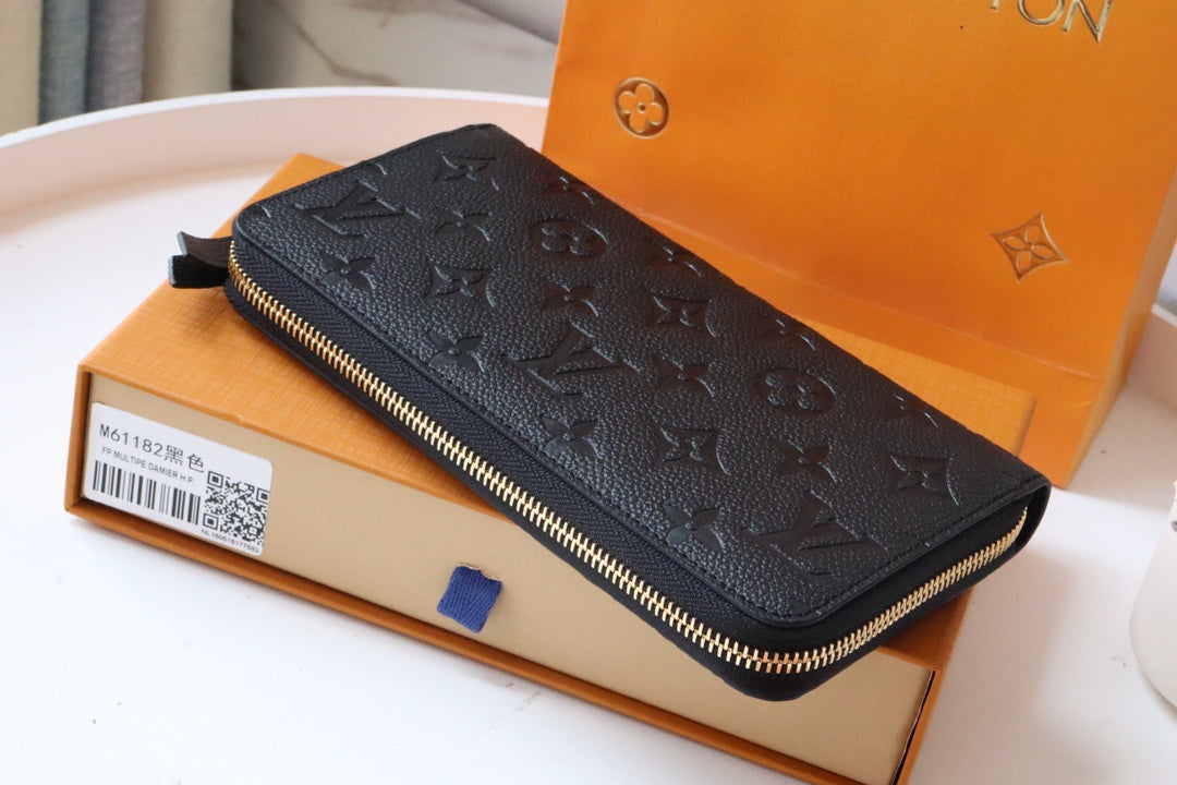 Louis Vuitton Zippy Wallet Long Purse Black Monogram Empreinte Leather