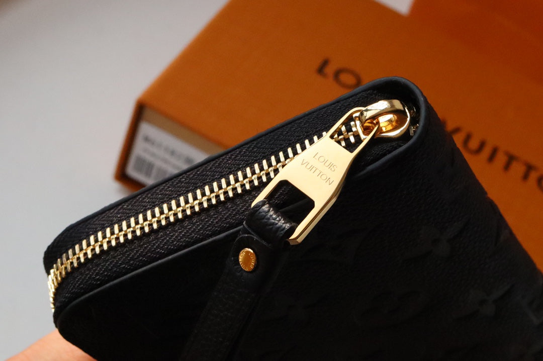 Louis Vuitton Zippy Wallet Long Purse Black Monogram Empreinte Leather