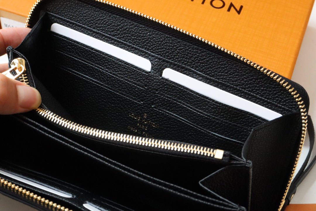 Louis Vuitton Zippy Wallet Long Purse Black Monogram Empreinte Leather