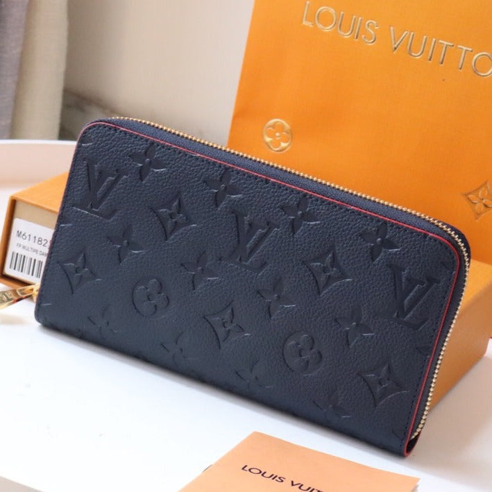 Louis Vuitton Zippy Wallet Long Purse Blue Red Empreinte Leather