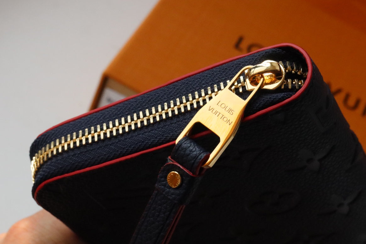 Louis Vuitton Zippy Wallet Long Purse Blue Red Empreinte Leather
