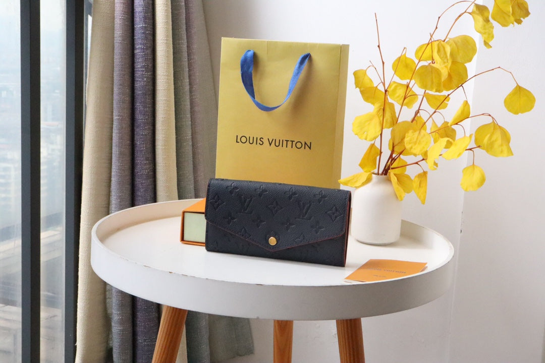 Louis Vuitton Sarah Wallet Black Red Monogram Empreinte 19cm