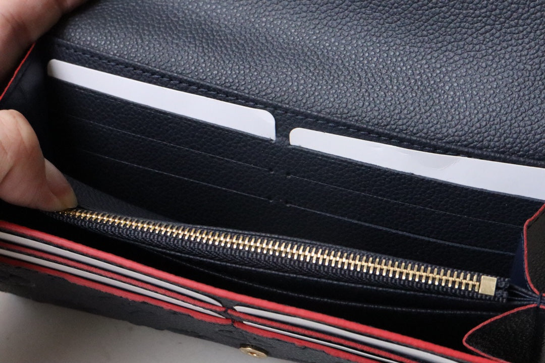Louis Vuitton Sarah Wallet Black Red Monogram Empreinte 19cm