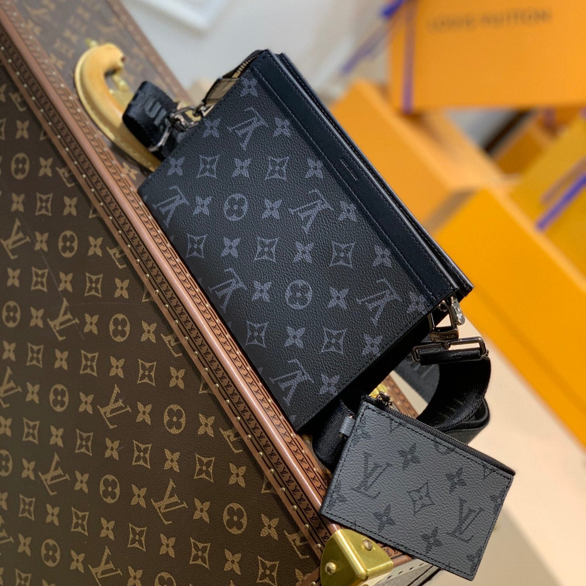 Louis Vuitton Anpha Wearable Wallet 18 in Black Monogram Eclipse Reverse Calfskin