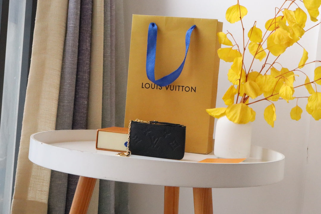 Louis Vuitton 25S Card Holder Recto Verso 12 in Black Monogram Empreinte Embossed Calfskin