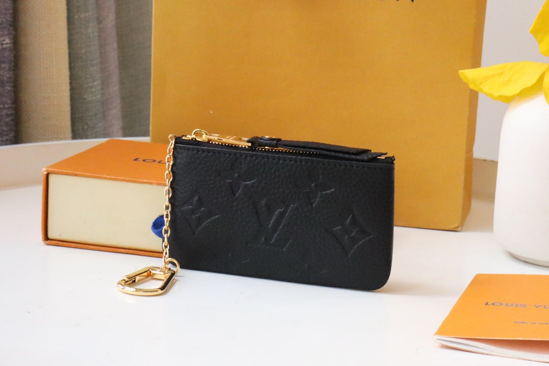 Louis Vuitton 25S Card Holder Recto Verso 12 in Black Monogram Empreinte Embossed Calfskin