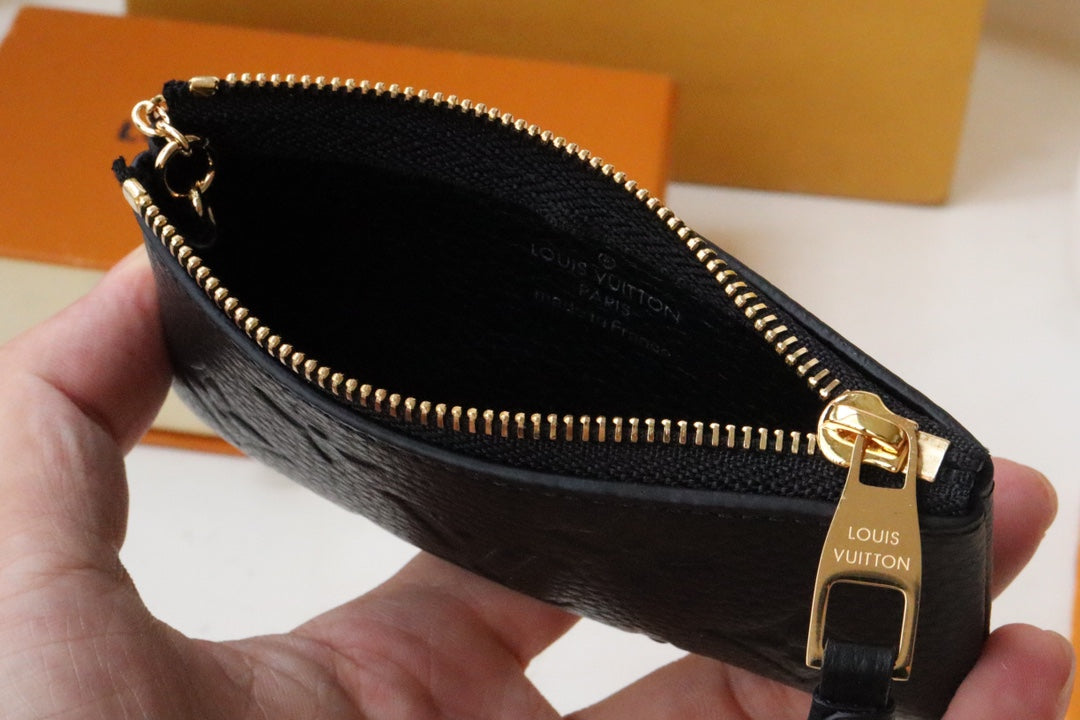 Louis Vuitton 25S Card Holder Recto Verso 12 in Black Monogram Empreinte Embossed Calfskin