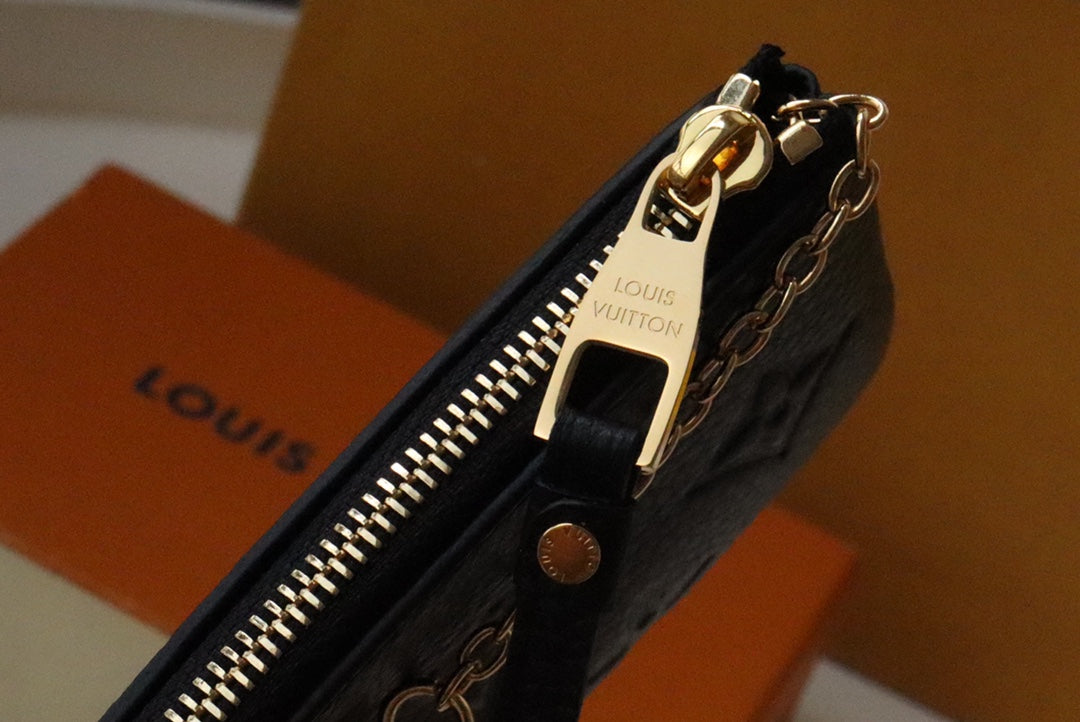 Louis Vuitton 25S Card Holder Recto Verso 12 in Black Monogram Empreinte Embossed Calfskin