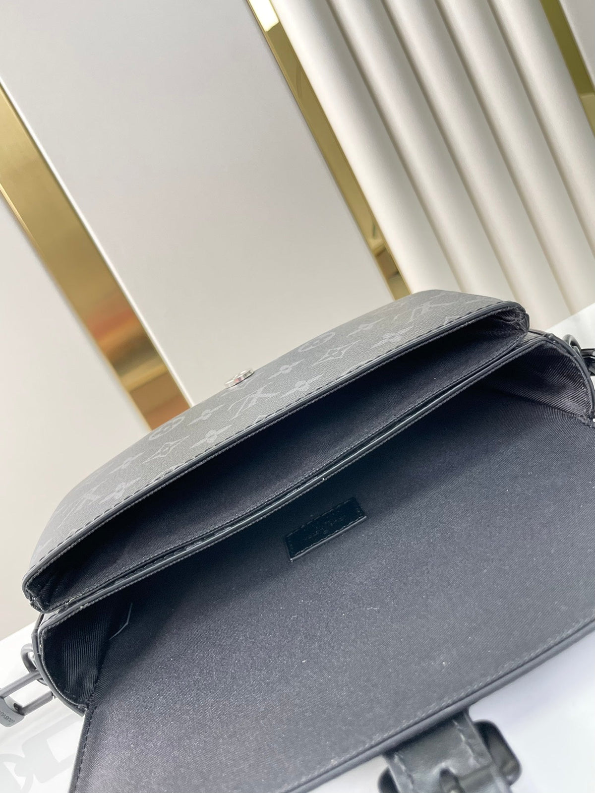 Louis Vuitton Montsouris Wearable Wallet 22 in Gun Metal Monogram Eclipse Canvas