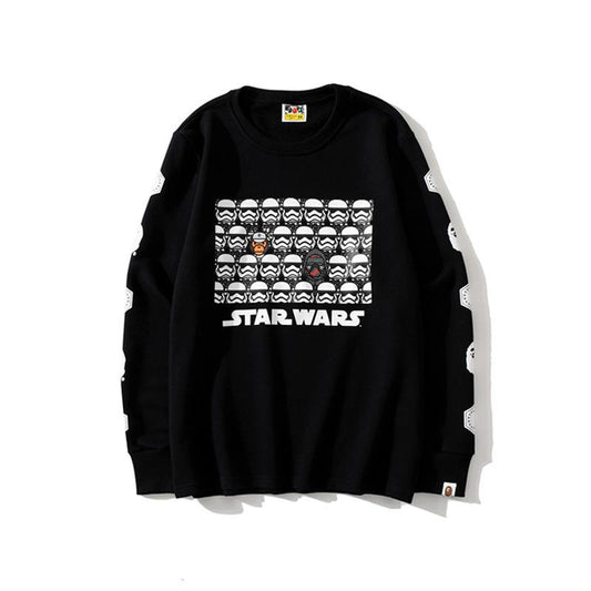 Bathing Ape Sweatshirts Ape Head and Star Wars White Warrior Loose Casual Couple Pullover Sweatshirt