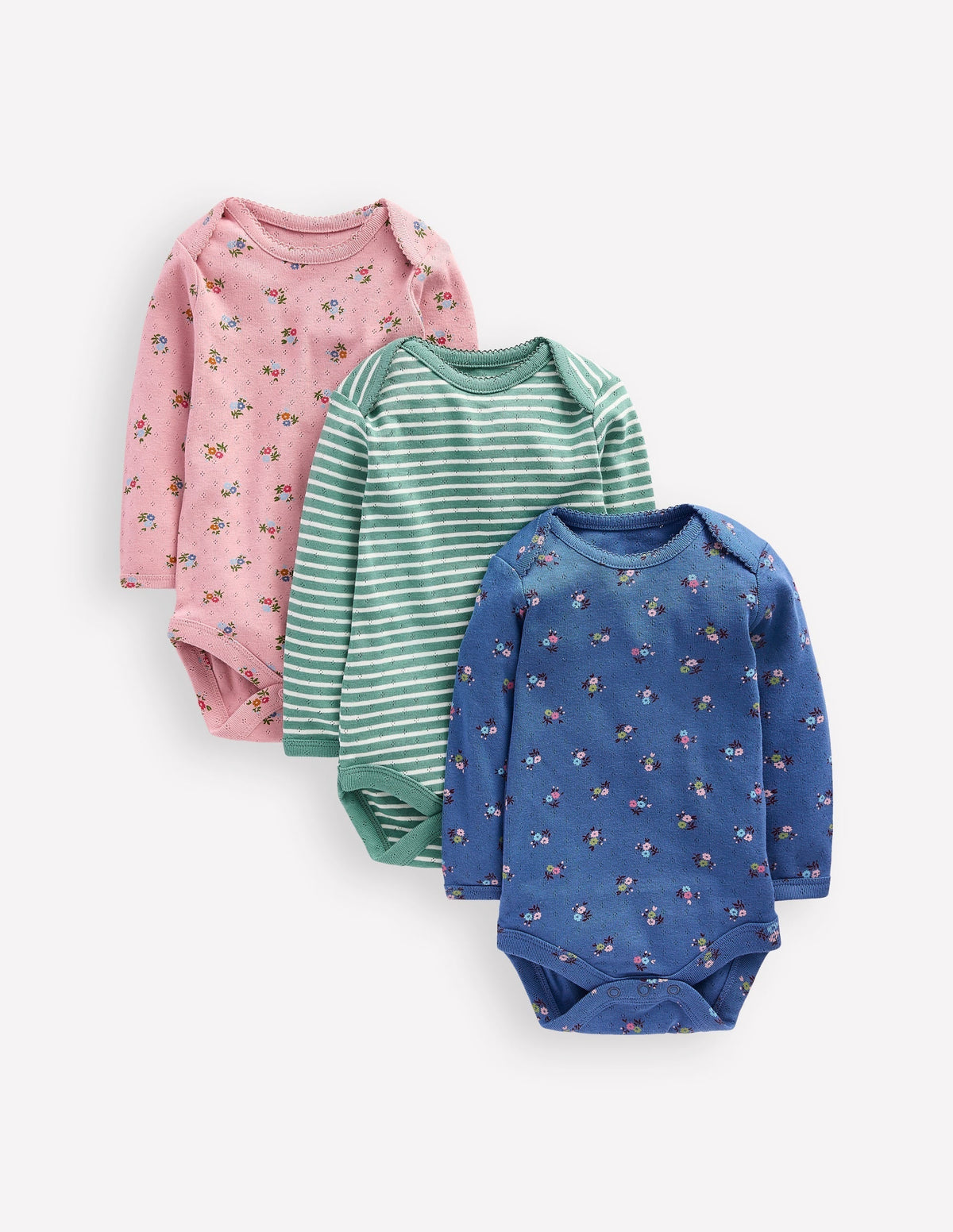 3-pack Pointelle Bodies-Pink/Blue Ditsy Floral