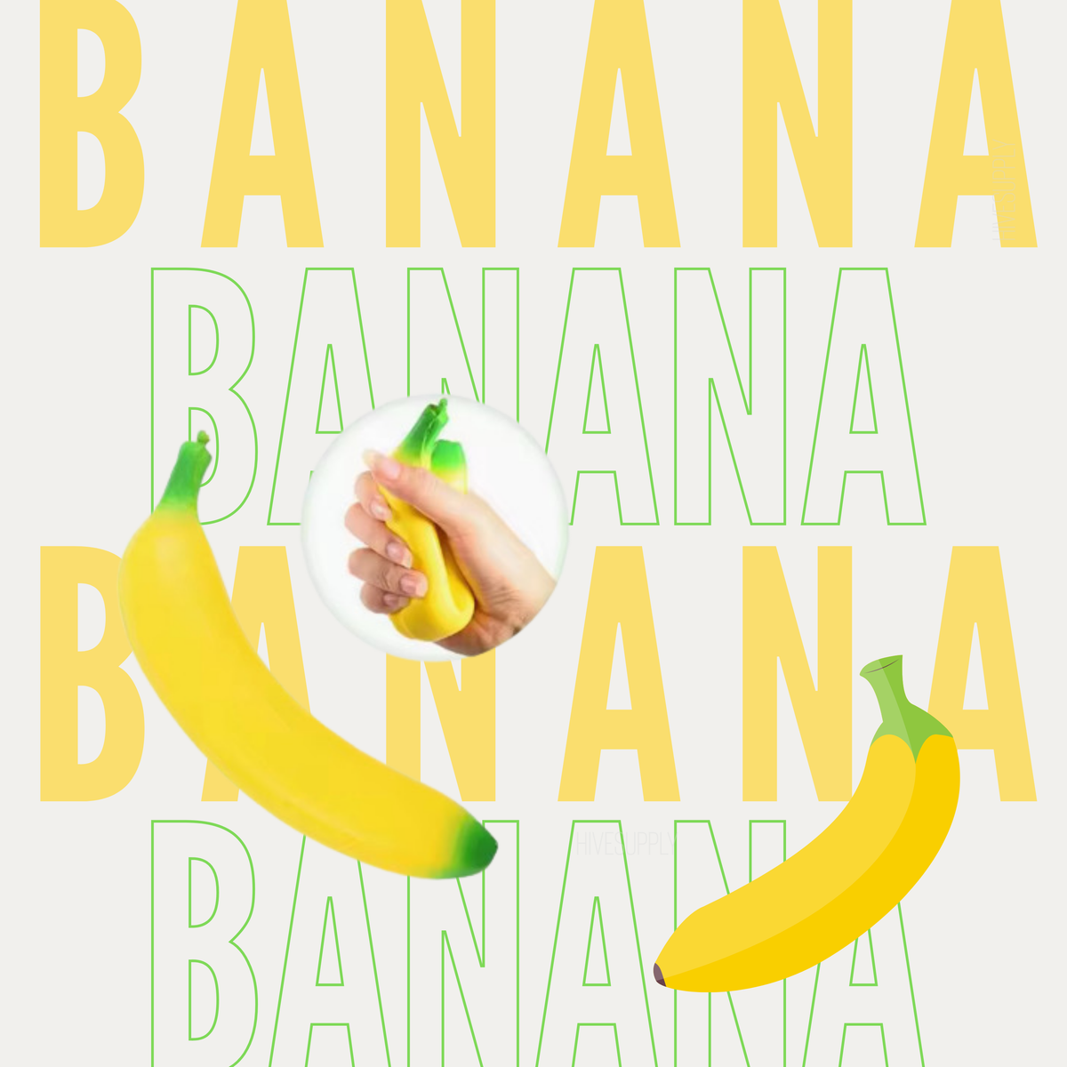 Stress Squishy Toy - Banana + Green - PREORDER