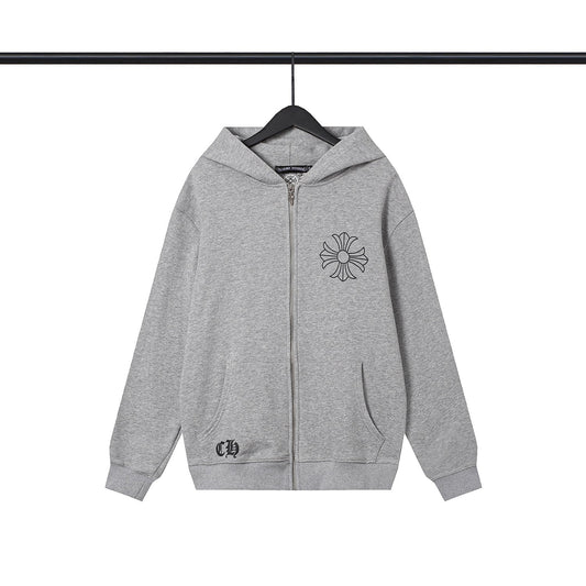 Chrome Heart Hoodie Crowe Hooded Sweater Cardigan Zip Long Sleeve Jacket