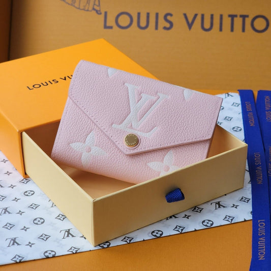 Louis Vuitton Victorine Wallet 12 in Light Pink Monogram Empreinte Calfskin