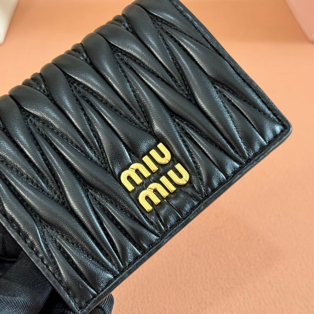 Small Matelassé Nappa Leather Wallet Black