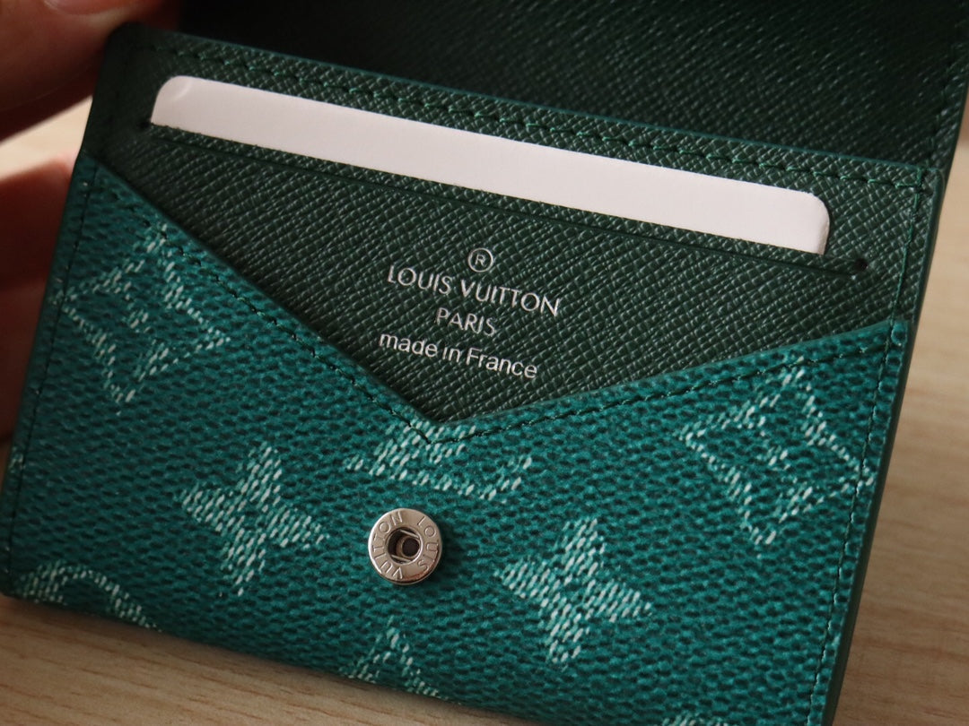 Louis Vuitton 25S Envelope Business Card Holder 10 in Deep Teal Monogram Heritage Coated Calfskin