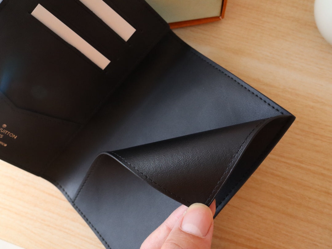 Louis Vuitton 25S Passport Holder 14 in Black Embossed Monogram Shadow Calfskin