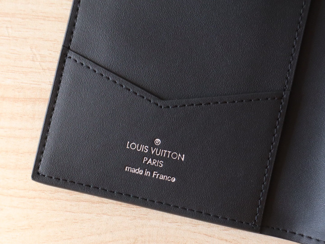 Louis Vuitton 25S Passport Holder 14 in Black Embossed Monogram Shadow Calfskin