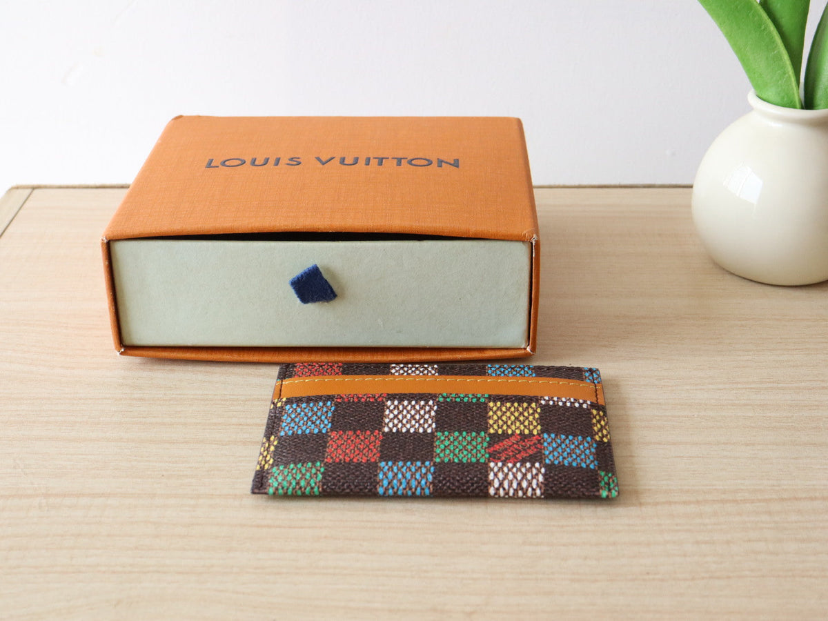 Louis Vuitton Pocket Organizer Card Holder 11 in Colorful Damier Ebene Canvas
